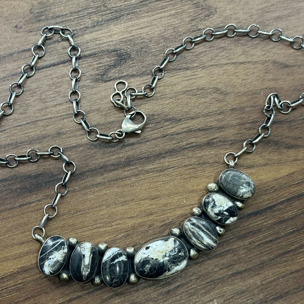 Native American Authentic Stamped White Buffalo Necklace